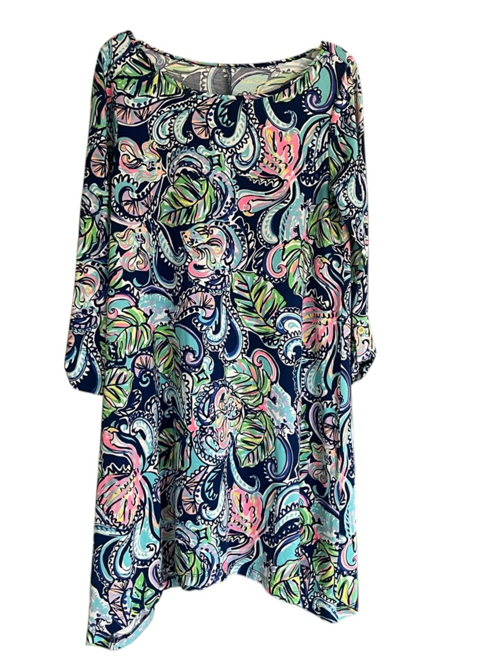 Lilly Pulitzer Paisley Print Shift Dress Size M Blue Pink Green